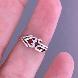 925 Sterling Silver Toe Ring Adjustable Abstract Heart